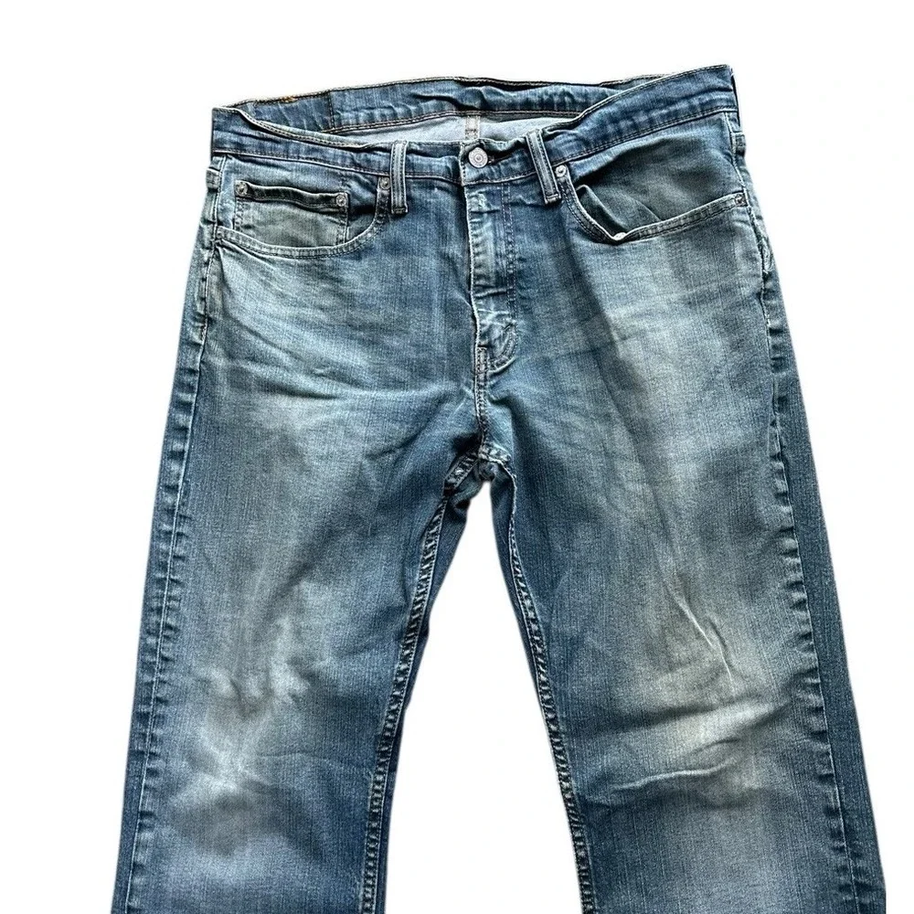 Levi's 559 Relaxed Straight Jeans Mens 34x30 Blue Fade Distressed Actual 34X28‎